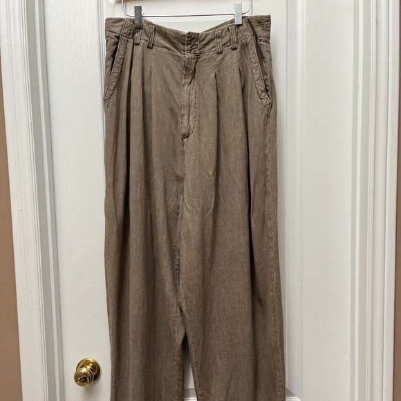 Free People Calla Pleated Trousers Green Size 14 - Picture 4 of 4